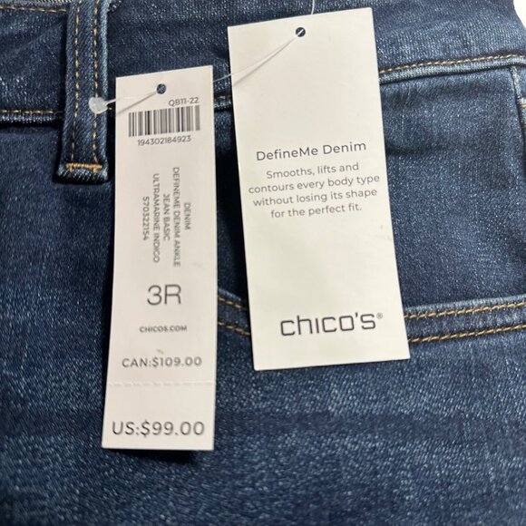 Chico’s DefineMe Denim Straight Leg Ankle Jeans Size 16R Dark Wash Casual Preppy - Picture 9 of 9